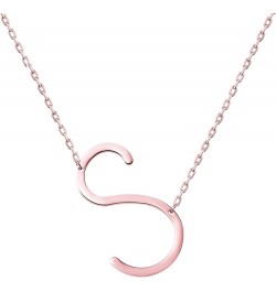 Stainless Steel Initial Letters Necklace for women and girls color gold and Silver from A-Z S-Rose Gold $7.41 Necklaces