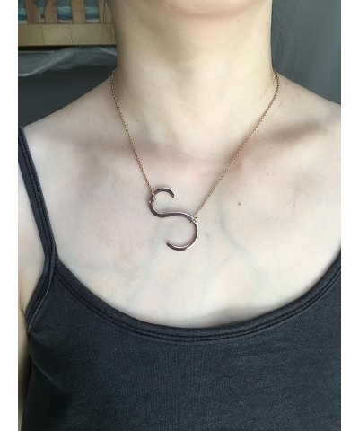 Stainless Steel Initial Letters Necklace for women and girls color gold and Silver from A-Z S-Rose Gold $7.41 Necklaces