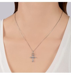 Hallmark Fine Jewelry Sterling Silver 1/3 Cttw Natural White Round Diamond Cross Pendant Necklace, 18" Cable Chain $133.65 Ne...