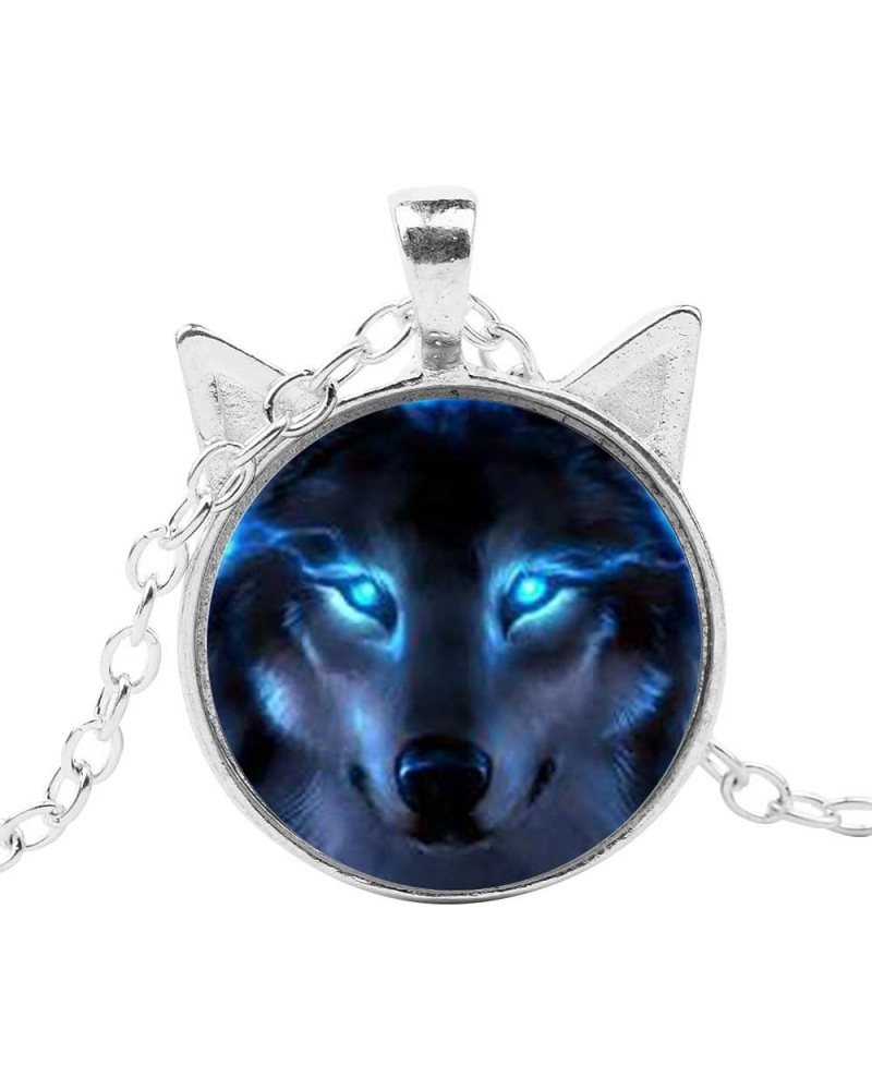 Necklace for Women,Unisex Jewelry Retro Wolf Head Pendant Cabochon Long Chain Sweater Necklace - Bronze Silver 1size $4.63 Ne...