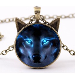 Necklace for Women,Unisex Jewelry Retro Wolf Head Pendant Cabochon Long Chain Sweater Necklace - Bronze Silver 1size $4.63 Ne...