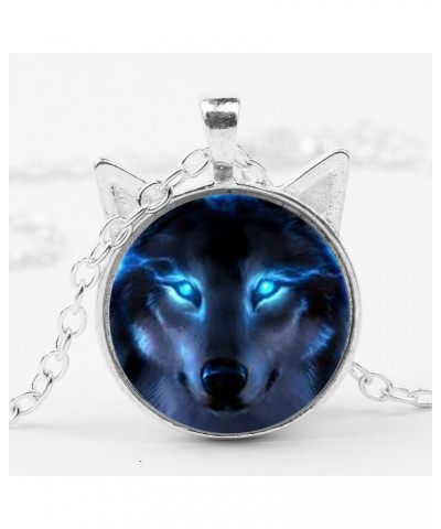 Necklace for Women,Unisex Jewelry Retro Wolf Head Pendant Cabochon Long Chain Sweater Necklace - Bronze Silver 1size $4.63 Ne...