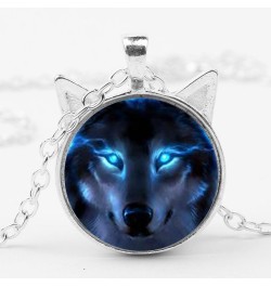 Necklace for Women,Unisex Jewelry Retro Wolf Head Pendant Cabochon Long Chain Sweater Necklace - Bronze Silver 1size $4.63 Ne...