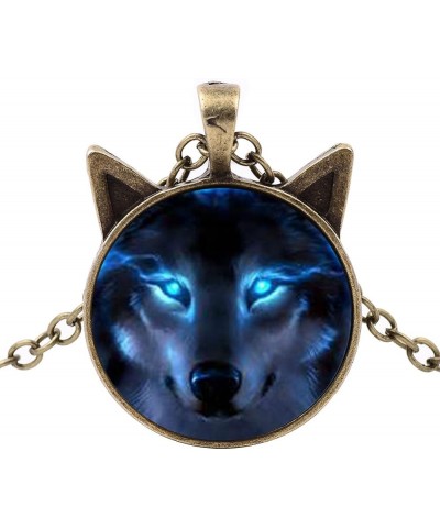 Necklace for Women,Unisex Jewelry Retro Wolf Head Pendant Cabochon Long Chain Sweater Necklace - Bronze Silver 1size $4.63 Ne...