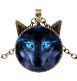 Necklace for Women,Unisex Jewelry Retro Wolf Head Pendant Cabochon Long Chain Sweater Necklace - Bronze Silver 1size $4.63 Ne...