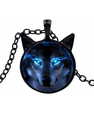 Necklace for Women,Unisex Jewelry Retro Wolf Head Pendant Cabochon Long Chain Sweater Necklace - Bronze Silver 1size $4.63 Ne...