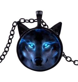 Necklace for Women,Unisex Jewelry Retro Wolf Head Pendant Cabochon Long Chain Sweater Necklace - Bronze Silver 1size $4.63 Ne...