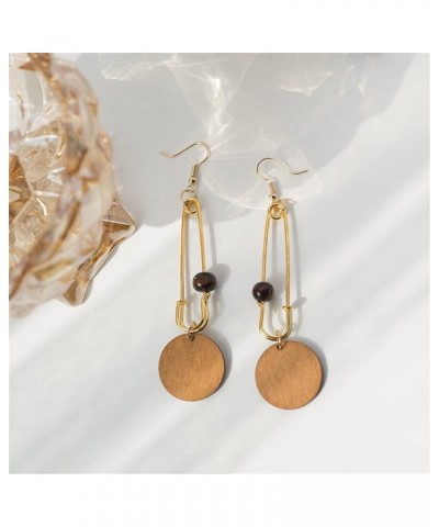 MIGUO STORE Boho Chic Fashion All-match Wooden Long Tassel Dangle Drop Earrings for Women Girls Elegant Geometry Charm Handma...