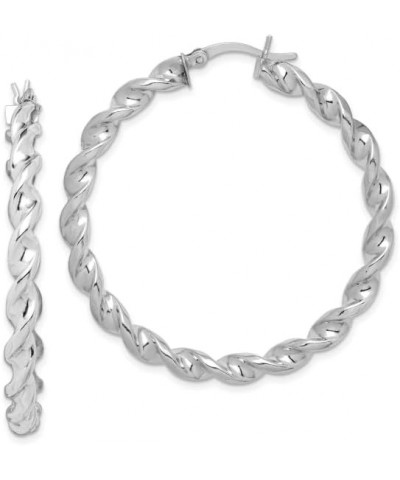 925 Sterling Silver Twisted 3.5x45mm Hoop Earrings 925 Sterling Silver - 39mm - 1.54 inch $48.10 Earrings