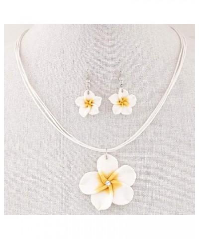 Plumeria Hawaii Flower Polymer Clay Earrings Pendant Necklace Jewelry Sets, Purple White $3.87 Jewelry Sets