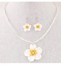 Plumeria Hawaii Flower Polymer Clay Earrings Pendant Necklace Jewelry Sets, Purple White $3.87 Jewelry Sets