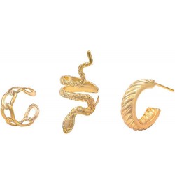 Gold Snake Ear Cuff Stud Earrings for Women Snake Ear Clip,Punk Disco Hoop Earring Snake Ear Cuff Wrap Earrings Non Piercing ...