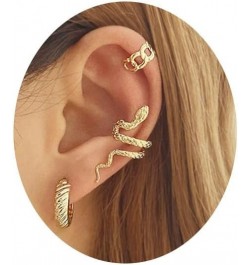 Gold Snake Ear Cuff Stud Earrings for Women Snake Ear Clip,Punk Disco Hoop Earring Snake Ear Cuff Wrap Earrings Non Piercing ...