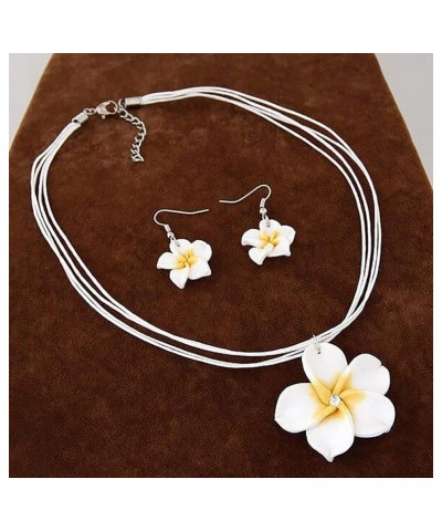 Plumeria Hawaii Flower Polymer Clay Earrings Pendant Necklace Jewelry Sets, Purple White $3.87 Jewelry Sets