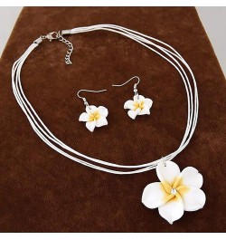 Plumeria Hawaii Flower Polymer Clay Earrings Pendant Necklace Jewelry Sets, Purple White $3.87 Jewelry Sets