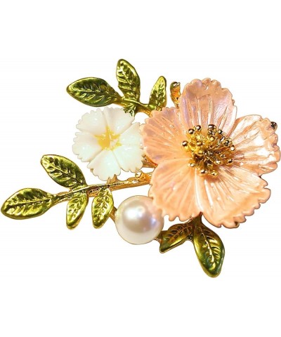 Elegant Flower Brooch for Women - Premium Crystals Shell Pearl Floral Brooch with Gold Tone - Great for Wife,Sisters,Friends,...