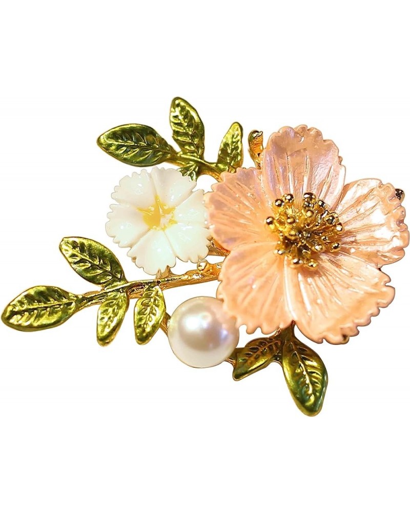 Elegant Flower Brooch for Women - Premium Crystals Shell Pearl Floral Brooch with Gold Tone - Great for Wife,Sisters,Friends,...