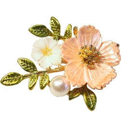 Elegant Flower Brooch for Women - Premium Crystals Shell Pearl Floral Brooch with Gold Tone - Great for Wife,Sisters,Friends,...