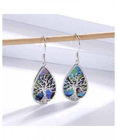 Sterling Silver Teardrop Abalone Earrings for Women Hummingbird/Dragonfly/Tree of Life Drop Dangle Earrings Mother'S Day Chri...