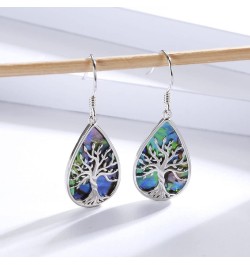 Sterling Silver Teardrop Abalone Earrings for Women Hummingbird/Dragonfly/Tree of Life Drop Dangle Earrings Mother'S Day Chri...