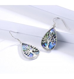 Sterling Silver Teardrop Abalone Earrings for Women Hummingbird/Dragonfly/Tree of Life Drop Dangle Earrings Mother'S Day Chri...