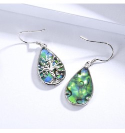 Sterling Silver Teardrop Abalone Earrings for Women Hummingbird/Dragonfly/Tree of Life Drop Dangle Earrings Mother'S Day Chri...