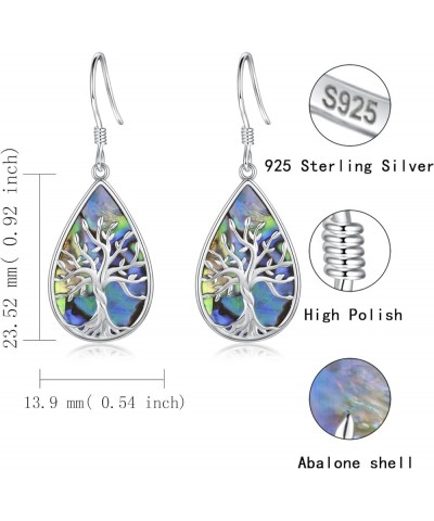 Sterling Silver Teardrop Abalone Earrings for Women Hummingbird/Dragonfly/Tree of Life Drop Dangle Earrings Mother'S Day Chri...