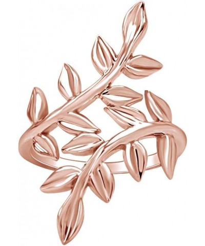 14K Gold Plated 925 Sterling Silver Olive Leaf Fashion Ring For Women Valentine's Day Gift For Her rose-gold-plated-silver $3...