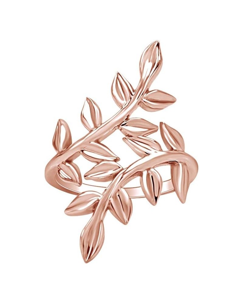 14K Gold Plated 925 Sterling Silver Olive Leaf Fashion Ring For Women Valentine's Day Gift For Her rose-gold-plated-silver $3...