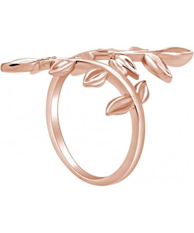 14K Gold Plated 925 Sterling Silver Olive Leaf Fashion Ring For Women Valentine's Day Gift For Her rose-gold-plated-silver $3...