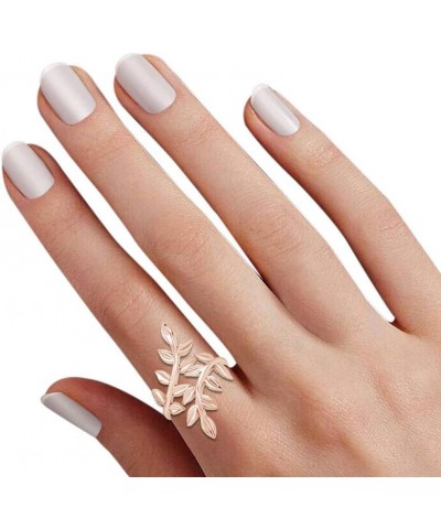 14K Gold Plated 925 Sterling Silver Olive Leaf Fashion Ring For Women Valentine's Day Gift For Her rose-gold-plated-silver $3...