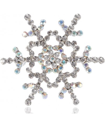 Womens Silvery Tone Clear Rhinestones Winter Holiday Snowflake Brooch Pin $11.59 Brooches & Pins