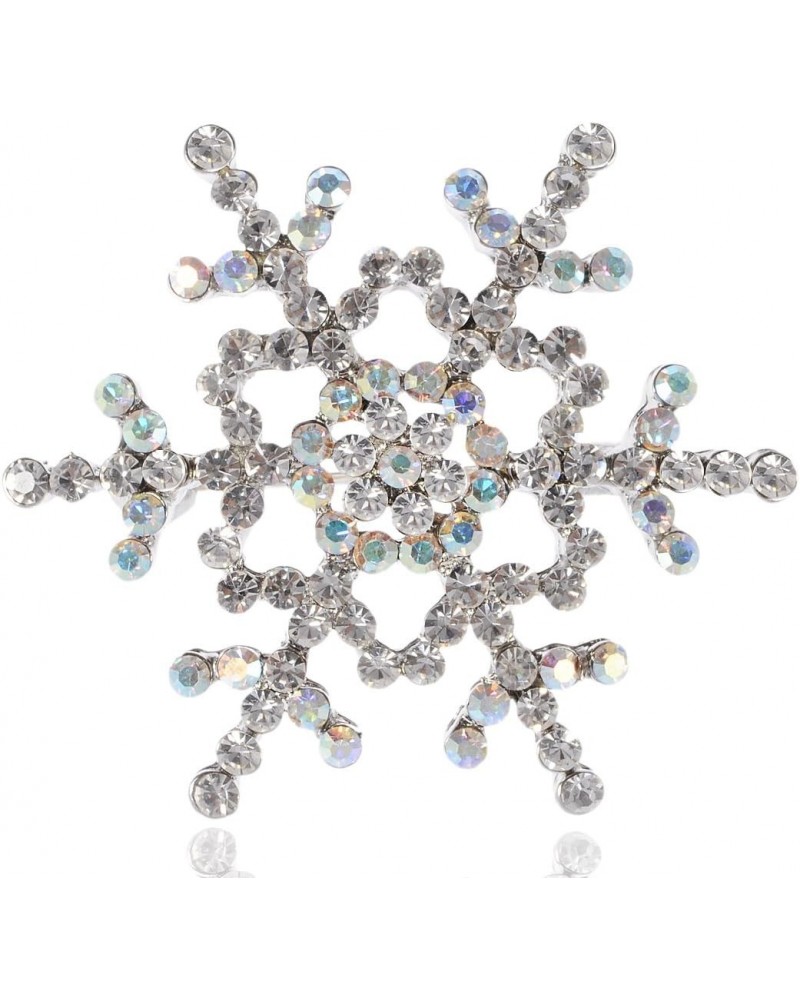 Womens Silvery Tone Clear Rhinestones Winter Holiday Snowflake Brooch Pin $11.59 Brooches & Pins