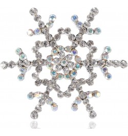 Womens Silvery Tone Clear Rhinestones Winter Holiday Snowflake Brooch Pin $11.59 Brooches & Pins