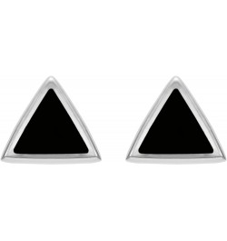 Jewelry Sterling Silver Triangle Inlay Stud Earrings Onyx $15.07 Earrings