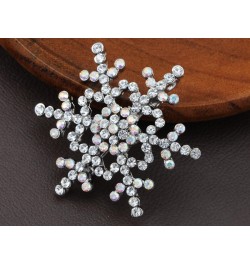 Womens Silvery Tone Clear Rhinestones Winter Holiday Snowflake Brooch Pin $11.59 Brooches & Pins