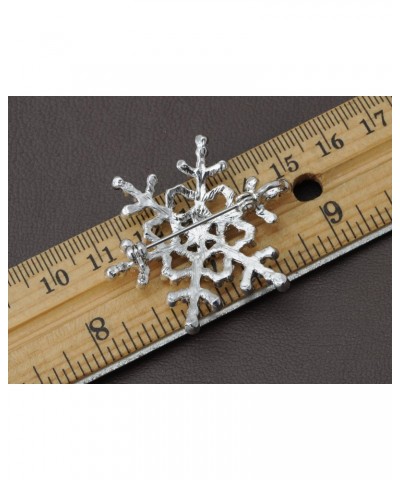 Womens Silvery Tone Clear Rhinestones Winter Holiday Snowflake Brooch Pin $11.59 Brooches & Pins