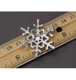 Womens Silvery Tone Clear Rhinestones Winter Holiday Snowflake Brooch Pin $11.59 Brooches & Pins