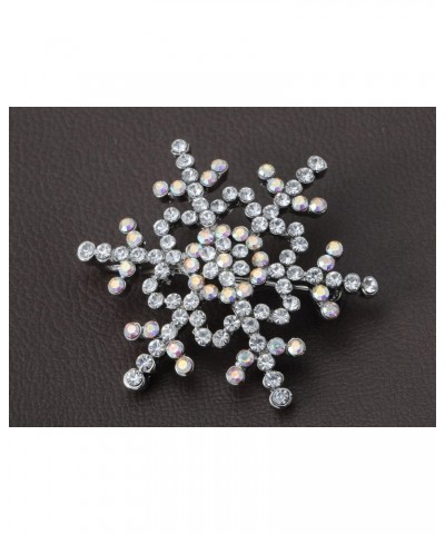 Womens Silvery Tone Clear Rhinestones Winter Holiday Snowflake Brooch Pin $11.59 Brooches & Pins