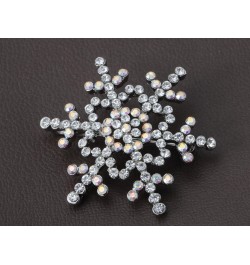 Womens Silvery Tone Clear Rhinestones Winter Holiday Snowflake Brooch Pin $11.59 Brooches & Pins