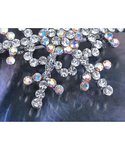 Womens Silvery Tone Clear Rhinestones Winter Holiday Snowflake Brooch Pin $11.59 Brooches & Pins