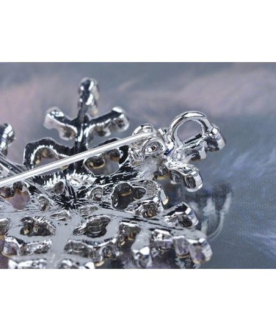 Womens Silvery Tone Clear Rhinestones Winter Holiday Snowflake Brooch Pin $11.59 Brooches & Pins