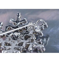 Womens Silvery Tone Clear Rhinestones Winter Holiday Snowflake Brooch Pin $11.59 Brooches & Pins