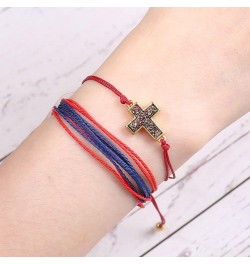 Cross Pendant Hand Rope 1PC Couple Bracelet Adjustable Handmade Woven Stainless Steel Bead String Rope Bracelets Women Jewelr...