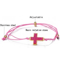 Cross Pendant Hand Rope 1PC Couple Bracelet Adjustable Handmade Woven Stainless Steel Bead String Rope Bracelets Women Jewelr...