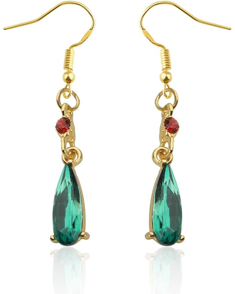 Anime Cosplay Earrings Anime Jewelry Green Colored Crystal Teardrop Earrings Gift For Fans green drop earring $10.20 Earrings