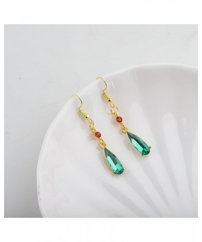 Anime Cosplay Earrings Anime Jewelry Green Colored Crystal Teardrop Earrings Gift For Fans green drop earring $10.20 Earrings