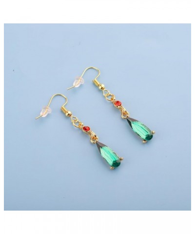 Anime Cosplay Earrings Anime Jewelry Green Colored Crystal Teardrop Earrings Gift For Fans green drop earring $10.20 Earrings