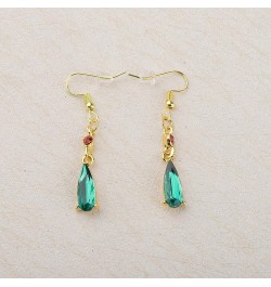 Anime Cosplay Earrings Anime Jewelry Green Colored Crystal Teardrop Earrings Gift For Fans green drop earring $10.20 Earrings