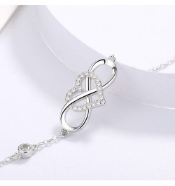 925 Sterling Silver Bracelet for Women and Teen Girls, Infinity and Heart Bracelets Plated With Rhodium,Waterproof,Dainty Gif...